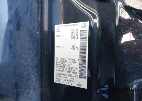 2018 Nissan Maxima 3.5 Sv from USA, damaged, VIN 1N4AA6AP4JC397749